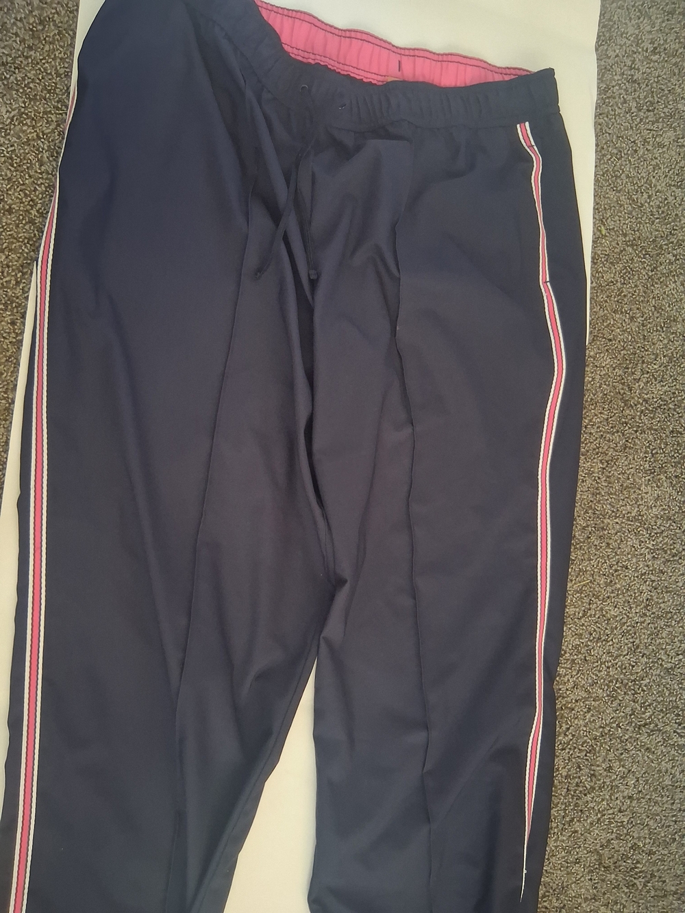 Women's Navy Track Capris with Pink Accent Trim